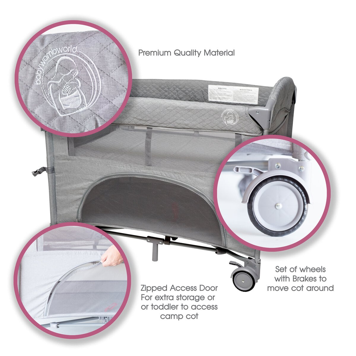 BabyWombWorld 2in1 Camp Cot and Co Sleeper